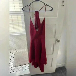 NWT burgundy spaghetti strap lacey back dress size medium
